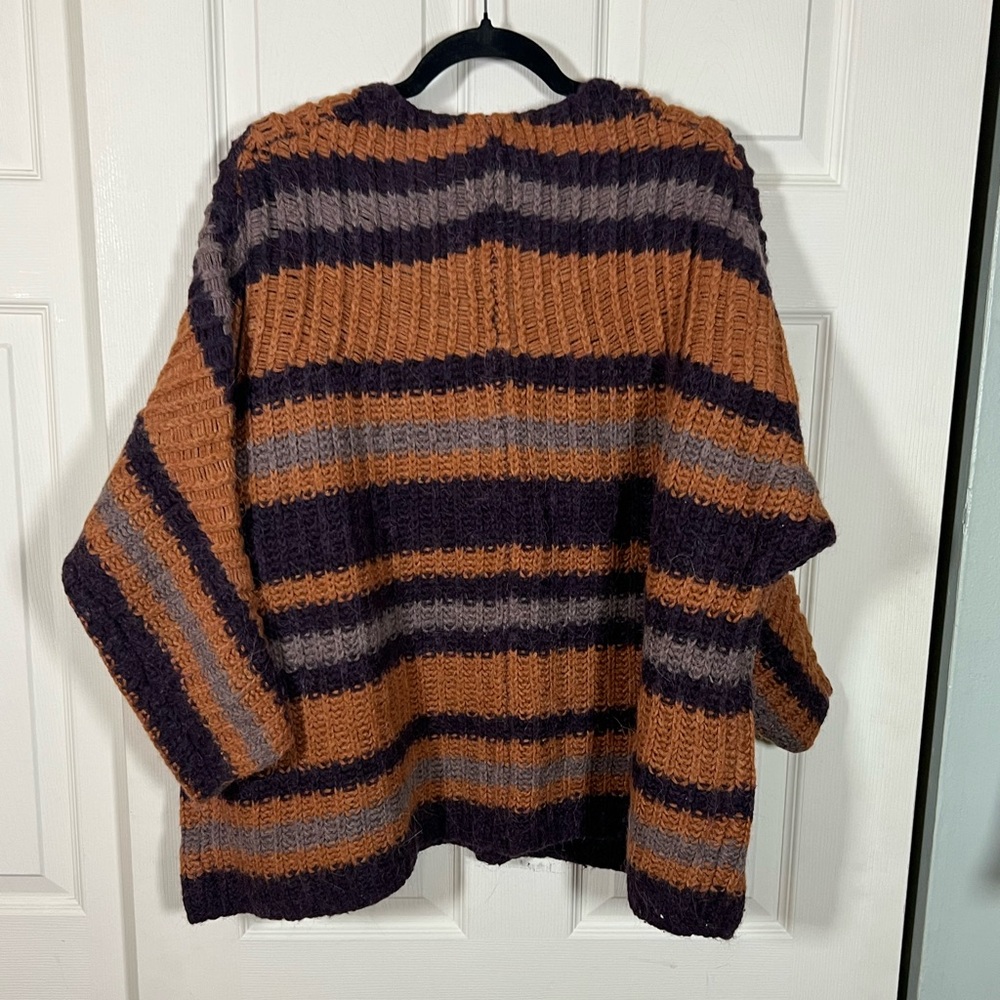 Free People Chunky Striped Knit Sweater Boho Oversized Layering - Picture 3 of 5